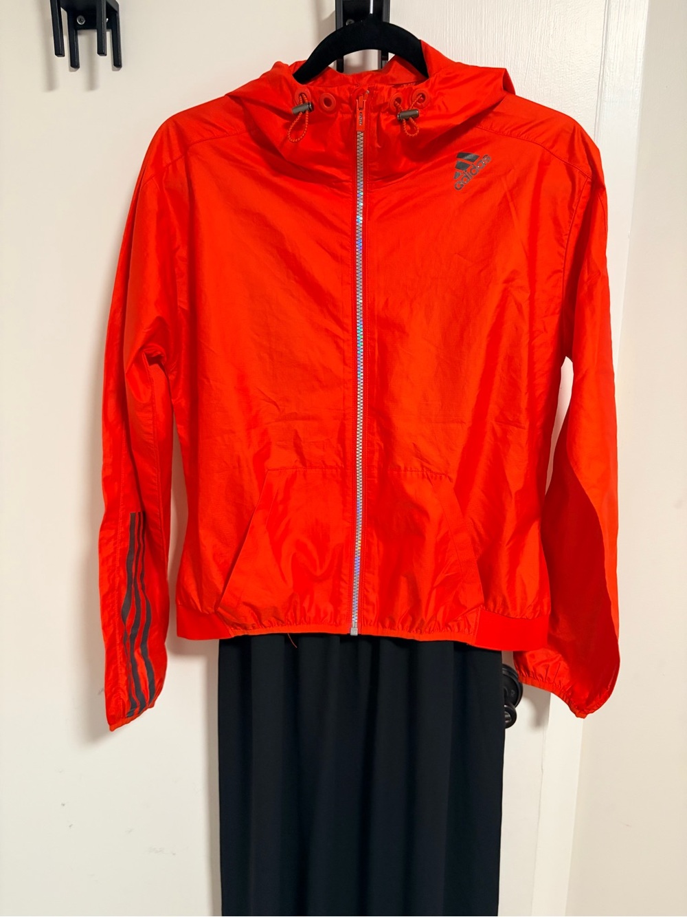 adidas Bright Orange Hooded Rain Jacket